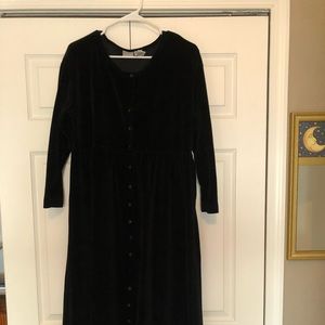 Vintage 90s Sarah Chapman Black Velour Maxi Dress
